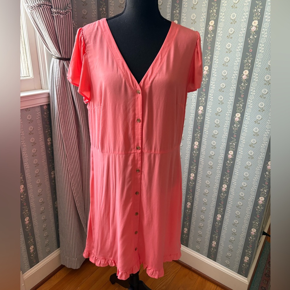 LOFT Coral Button-Down Dress